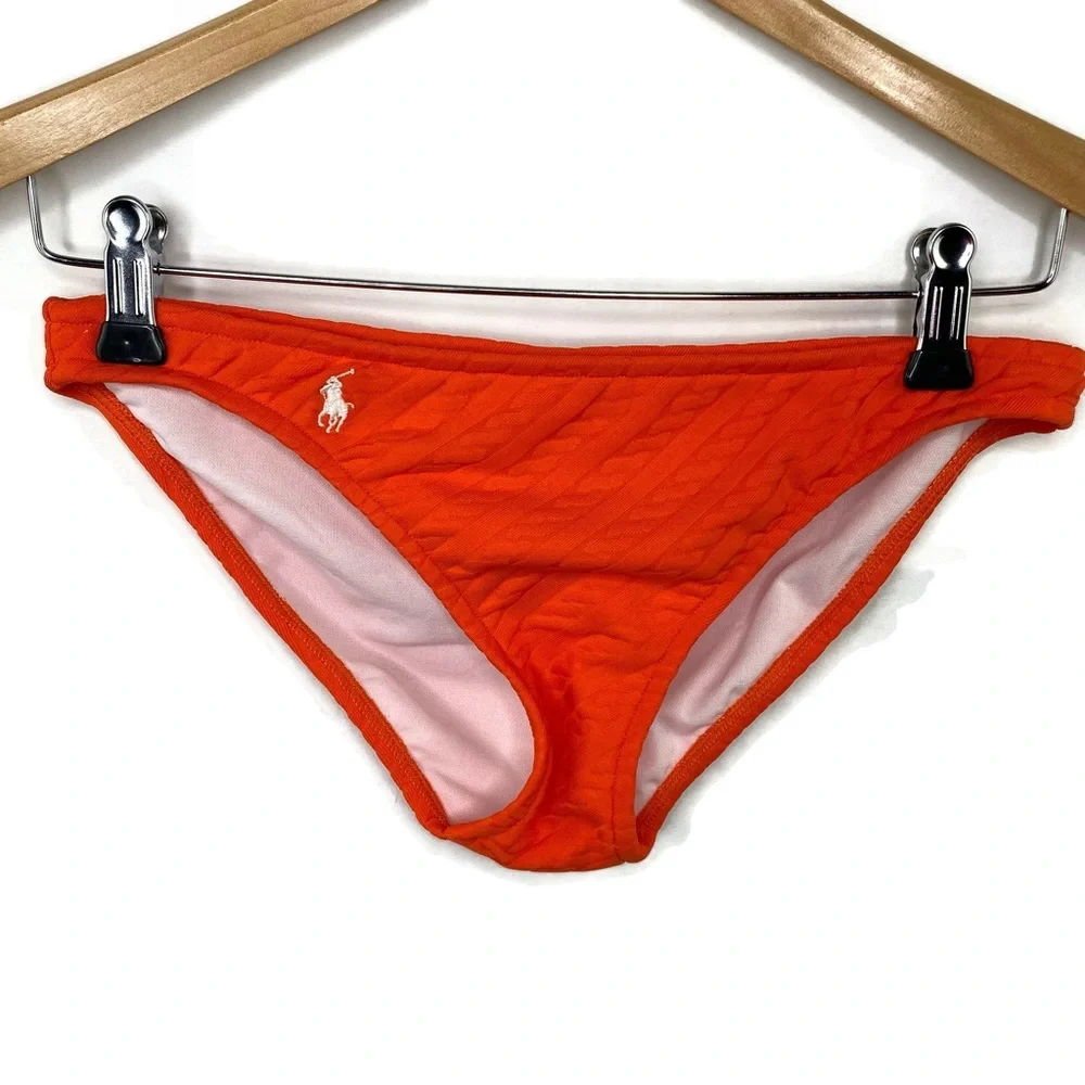 Ralph Lauren Polo Orange Crush Rope Design Bikini Bottom New Without Tags XS